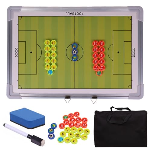 Coaches Klemmbrett Kit, Doppelseitiges magnetisches Fußball-Coaching-Taktiktafel-Kit, tragbar, Grün und Weiß(Green) von BYALORTEX