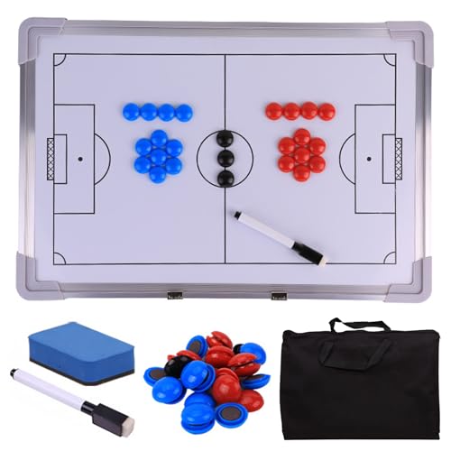 Coaches Klemmbrett Kit, Doppelseitiges magnetisches Fußball-Coaching-Taktiktafel-Kit, tragbar, Grün und Weiß(White) von BYALORTEX