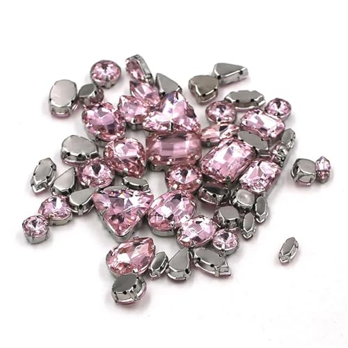 Crystal Flat Back Strasssteine, Flache Rückseite, reflektierende Glas-Strasssteine ​​zum Aufnähen, gemischte Formen, mehrfarbig, 50 Stück(Pnnrk) von BYALORTEX