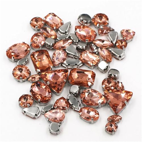 Crystal Flat Back Strasssteine, Flache Rückseite, reflektierende Glas-Strasssteine ​​zum Aufnähen, gemischte Formen, mehrfarbig, 50 Stück(Water Red) von BYALORTEX