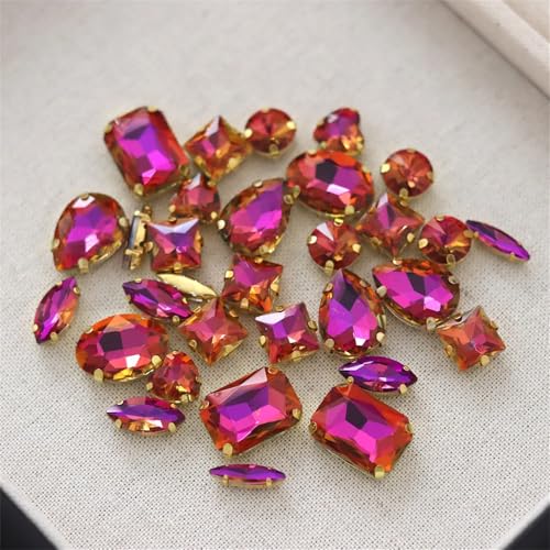 Crystal Flat Back Strasssteine, Flache Rückseite for Aufnähen, Kristall-Strasssteine, mehrfarbig, 20 Stück, for Heimwerkerarbeiten(Red Fire) von BYALORTEX