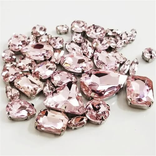 Crystal Flat Back Strasssteine, Flatback-Strasssteine ​​aus Glaskristall for Aufnähen, verschiedene Formen und Größen, 68 Stück for Heimwerkerarbeiten von BYALORTEX