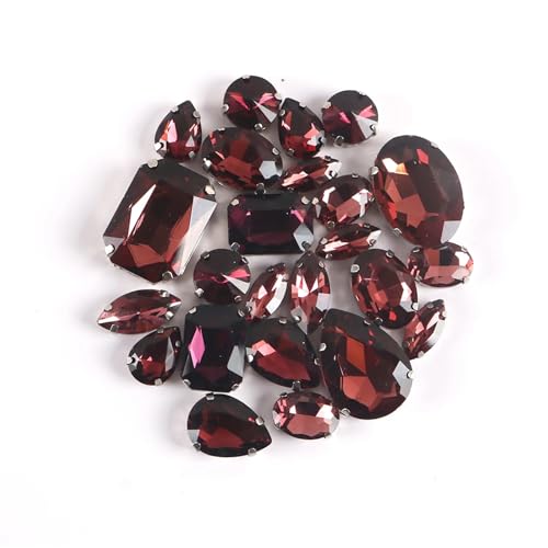 Crystal Flat Back Strasssteine, Kristall-Strasssteine ​​zum Aufnähen auf flacher Rückseite, lose, 24 Stück, mehrfarbig(Amethyst) von BYALORTEX