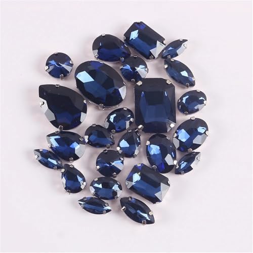 Crystal Flat Back Strasssteine, Kristall-Strasssteine ​​zum Aufnähen auf flacher Rückseite, lose, 24 Stück, mehrfarbig(Montana) von BYALORTEX