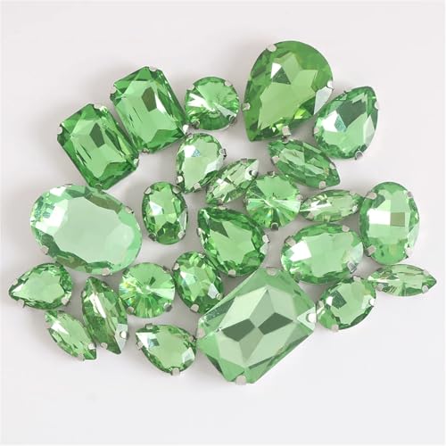 Crystal Flat Back Strasssteine, Kristall-Strasssteine ​​zum Aufnähen auf flacher Rückseite, lose, 24 Stück, mehrfarbig(Peridot) von BYALORTEX