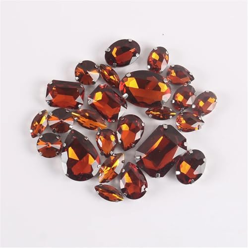 Crystal Flat Back Strasssteine, Kristall-Strasssteine ​​zum Aufnähen auf flacher Rückseite, lose, 24 Stück, mehrfarbig(Tea Color) von BYALORTEX