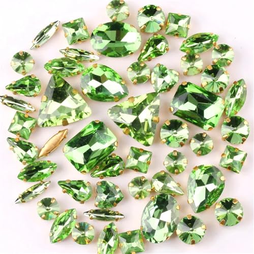 Crystal Flat Back Strasssteine, Lose, flache Rückseite, for Aufnähen, Glas-Strasssteine, mehrfarbig, 50 Stück(Light En8) von BYALORTEX
