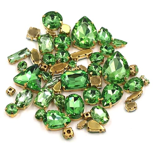 Crystal Flat Back Strasssteine, Strasssteine ​​mit flacher Rückseite, AB-Oberfläche, for Aufnähen, gemischte Formen, Kristallglas, mehrfarbig, 50 Stück(Light En) von BYALORTEX