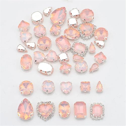 Crystal Flat Back Strasssteine, Strasssteine ​​mit flacher Rückseite, Glaskristall, reflektierend, vier Löcher, for Aufnähen, mehrfarbig, gemischte Formen, 40 Stück(Champagne) von BYALORTEX