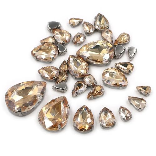 Crystal Flat Back Strasssteine, Strasssteine ​​zum Aufnähen mit flacher Rückseite, Glas, mehrfarbig, 20 Stück(Champagne) von BYALORTEX