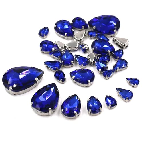 Crystal Flat Back Strasssteine, Strasssteine ​​zum Aufnähen mit flacher Rückseite, Glas, mehrfarbig, 20 Stück(Royal Blue) von BYALORTEX