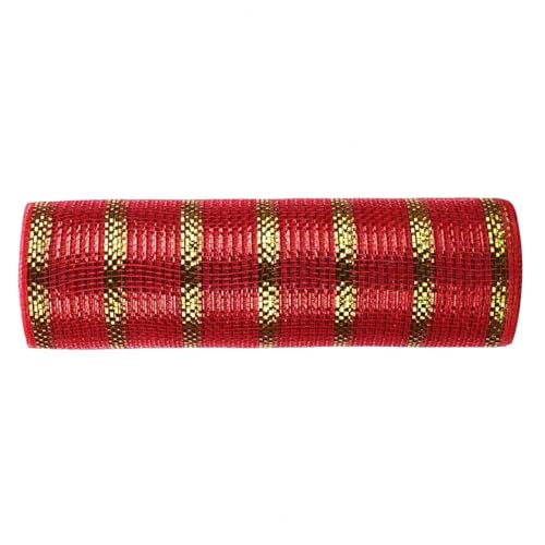 Deko-Mesh-Band, Mesh Garn Rolle Band Weihnachtsdekorationen Polyester Multicolor 36Yds x 10,24 Zoll(Color-b) von BYALORTEX