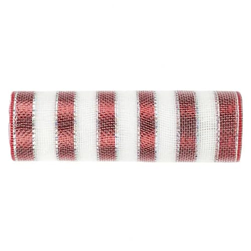 Deko-Mesh-Band, Mesh Garn Rolle Band Weihnachtsdekorationen Polyester Multicolor 36Yds x 10,24 Zoll(Color-c) von BYALORTEX