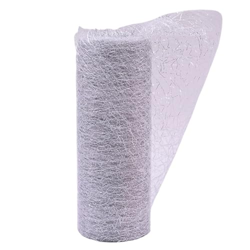 Deko-Mesh-Band, Mesh Garn Rolle Tüll Stoff Band 10 yards 15 cm DIY Handwerk Hochzeit Decor Multicolor(B01 Silver) von BYALORTEX