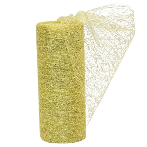 Deko-Mesh-Band, Mesh Garn Rolle Tüll Stoff Band 10 yards 15 cm DIY Handwerk Hochzeit Decor Multicolor(B02 Gold) von BYALORTEX
