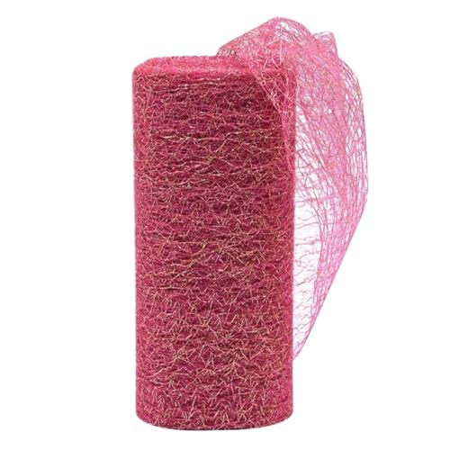 Deko-Mesh-Band, Mesh Garn Rolle Tüll Stoff Band 10 yards 15 cm DIY Handwerk Hochzeit Decor Multicolor(B04 Pink) von BYALORTEX