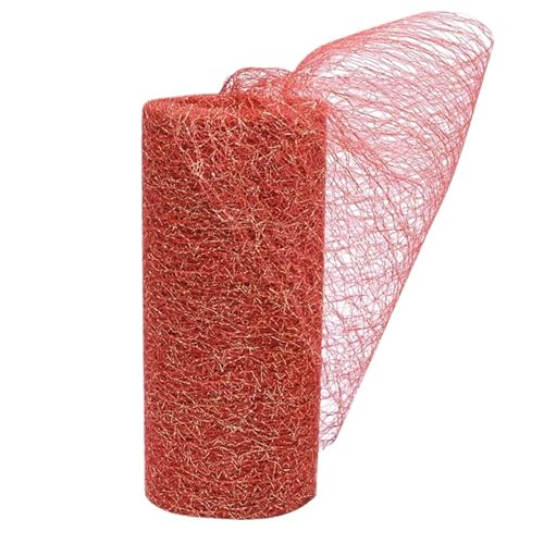 Deko-Mesh-Band, Mesh Garn Rolle Tüll Stoff Band 10 yards 15 cm DIY Handwerk Hochzeit Decor Multicolor(B06 Red) von BYALORTEX