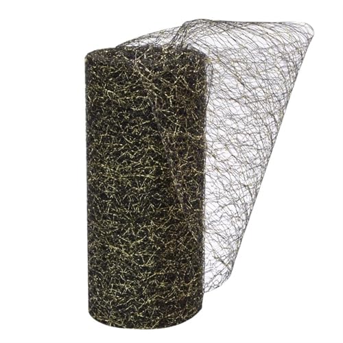 Deko-Mesh-Band, Mesh Garn Rolle Tüll Stoff Band 10 yards 15 cm DIY Handwerk Hochzeit Decor Multicolor(B13 Gold Black) von BYALORTEX