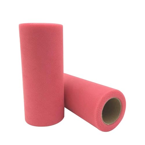 Deko-Mesh-Band, Mesh-Garnrolle, Tüllstoffrolle, mehrfarbig, 6 Zoll x 25 Yards(C13 Watermelon Red) von BYALORTEX