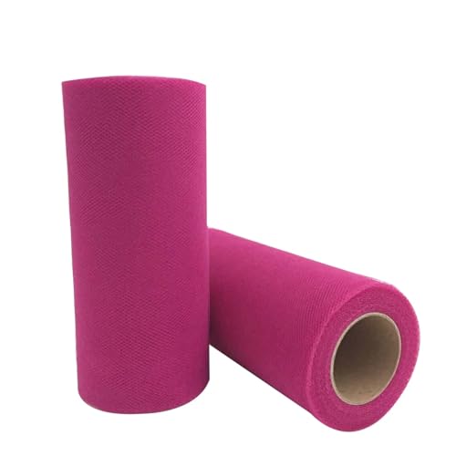 Deko-Mesh-Band, Mesh-Garnrolle, Tüllstoffrolle, mehrfarbig, 6 Zoll x 25 Yards(C16 Deep Rose) von BYALORTEX