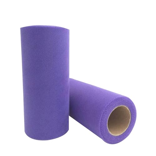 Deko-Mesh-Band, Mesh-Garnrolle, Tüllstoffrolle, mehrfarbig, 6 Zoll x 25 Yards(C26 Deep Purple) von BYALORTEX
