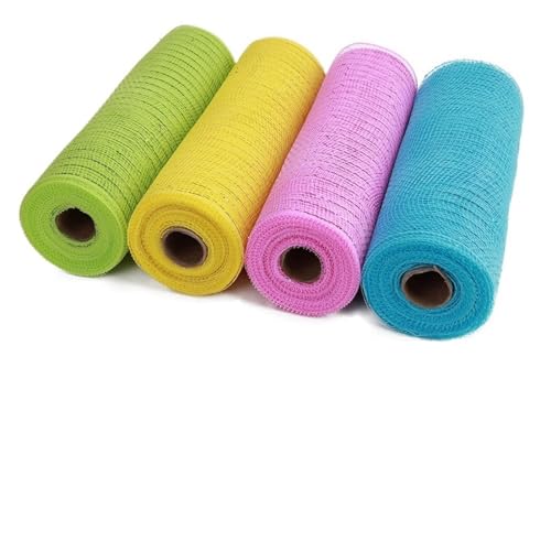Deko-Mesh-Band, Netzbandrollen, 4er-Pack, mehrfarbig, 10,24 Zoll x 30 Fuß(Color-b) von BYALORTEX