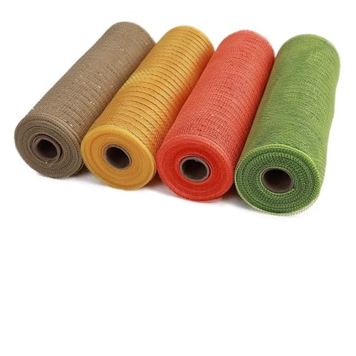 Deko-Mesh-Band, Netzbandrollen, 4er-Pack, mehrfarbig, 10,24 Zoll x 30 Fuß(Color-c) von BYALORTEX