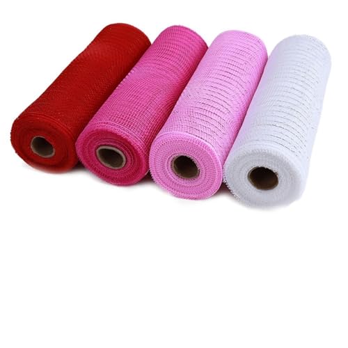 Deko-Mesh-Band, Netzbandrollen, 4er-Pack, mehrfarbig, 10,24 Zoll x 30 Fuß(Color-d) von BYALORTEX