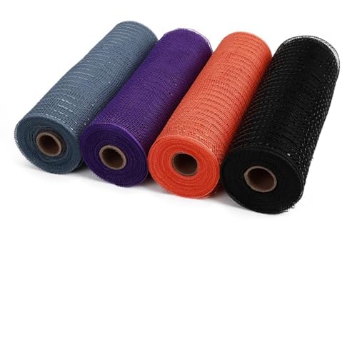 Deko-Mesh-Band, Netzbandrollen, 4er-Pack, mehrfarbig, 10,24 Zoll x 30 Fuß(Color-f) von BYALORTEX