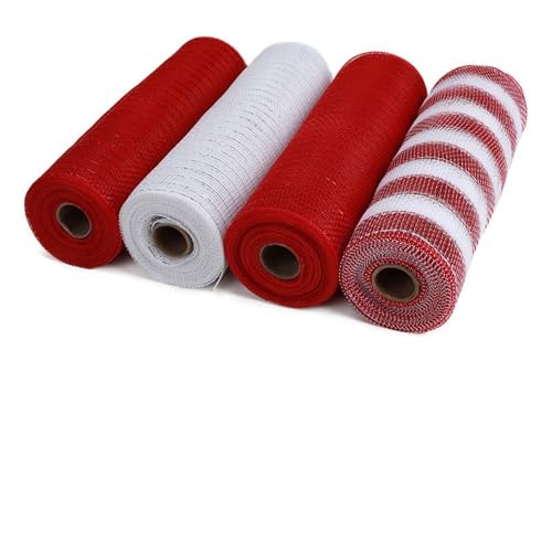 Deko-Mesh-Band, Netzbandrollen, 4er-Pack, mehrfarbig, 10,24 Zoll x 30 Fuß(Color-h) von BYALORTEX