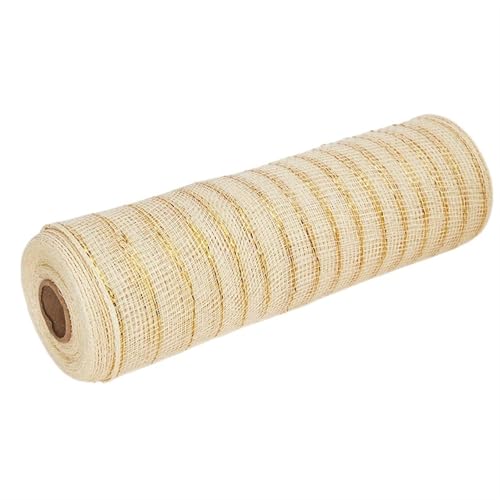 Deko-Mesh-Band, Netzgarnrolle, 10 Zoll, 10 Yards, mehrfarbig(Beige) von BYALORTEX