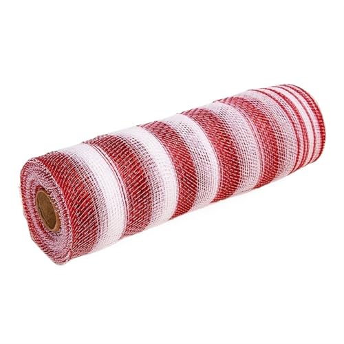 Deko-Mesh-Band, Netzgarnrolle, 10 Zoll, 10 Yards, mehrfarbig(Red White) von BYALORTEX