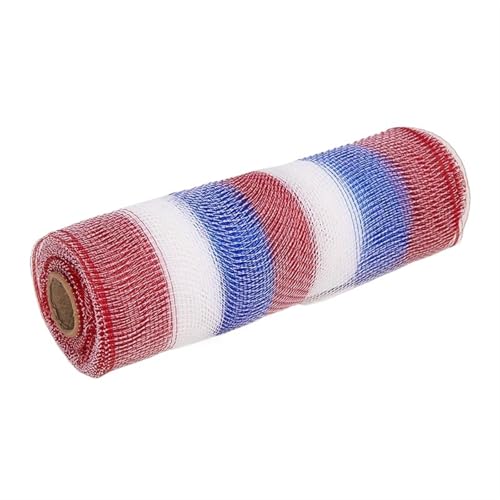 Deko-Mesh-Band, Netzgarnrolle, 10 Zoll, 10 Yards, mehrfarbig(Red White Blue) von BYALORTEX