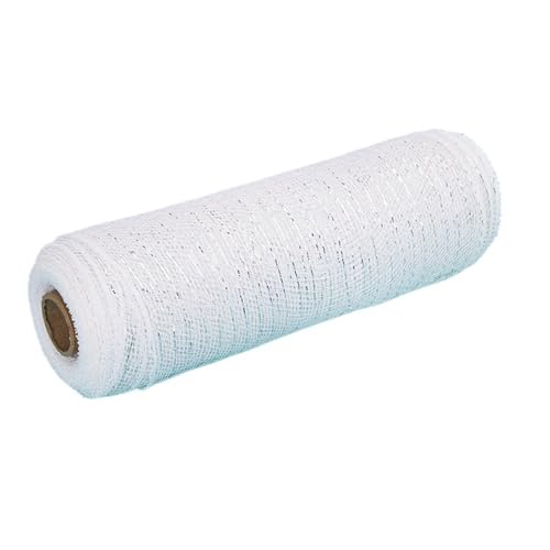 Deko-Mesh-Band, Netzgarnrolle, 10 Zoll, 10 Yards, mehrfarbig(White and Silvery) von BYALORTEX