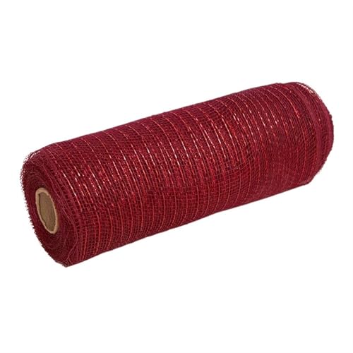 Deko-Mesh-Band, Netzgarnrolle, 10 Zoll, 10 Yards, mehrfarbig(Wine Red) von BYALORTEX