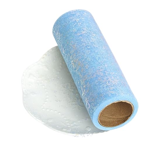 Deko-Mesh-Band, Pailletten Mesh Tüll Rolle 6in x 10yards Multicolor for DIY Handwerk(Light Blue) von BYALORTEX
