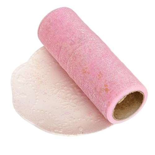 Deko-Mesh-Band, Pailletten Mesh Tüll Rolle 6in x 10yards Multicolor for DIY Handwerk(Pink) von BYALORTEX
