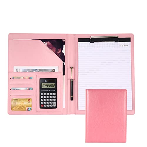 Faltbares Klemmbrett mit Tasche, A4 Arbeitsmappe mit Klemmbrett Multicolor(Pink-12bit Calculator) von BYALORTEX