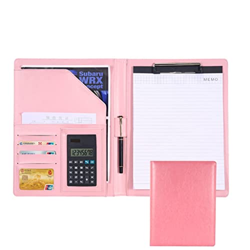 Faltbares Klemmbrett mit Tasche, A4 Arbeitsmappe mit Klemmbrett Multicolor(Pink-8bit Calculator) von BYALORTEX