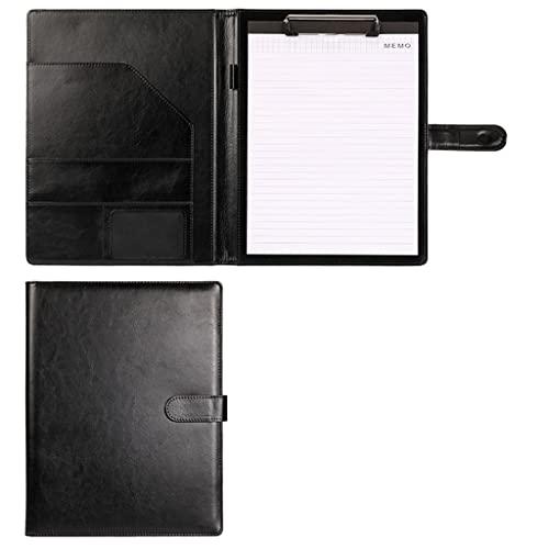 Faltbares Klemmbrett mit Tasche, A4-Konferenz-Klemmbrettordner aus Leder mit oder ohne Notizbuch, mehrfarbig(Black-with Notebook) von BYALORTEX