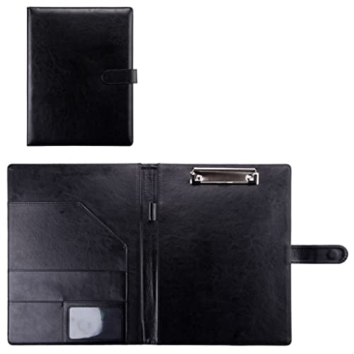 Faltbares Klemmbrett mit Tasche, A4-Konferenz-Klemmbrettordner aus Leder mit oder ohne Notizbuch, mehrfarbig(Black-without Notebook) von BYALORTEX