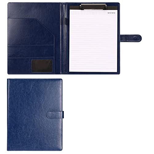 Faltbares Klemmbrett mit Tasche, A4-Konferenz-Klemmbrettordner aus Leder mit oder ohne Notizbuch, mehrfarbig(Blue-with Notebook) von BYALORTEX