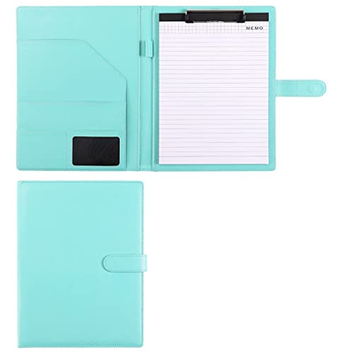 Faltbares Klemmbrett mit Tasche, A4-Konferenz-Klemmbrettordner aus Leder mit oder ohne Notizbuch, mehrfarbig(Sky Blue-with Notebook) von BYALORTEX