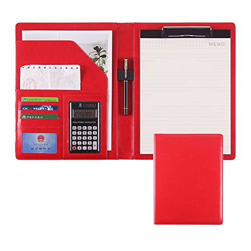 Faltbares Klemmbrett mit Tasche, A4-Ordner mit Klemmbrett und Taschen, mehrfarbig(Red-12digit Calculator) von BYALORTEX