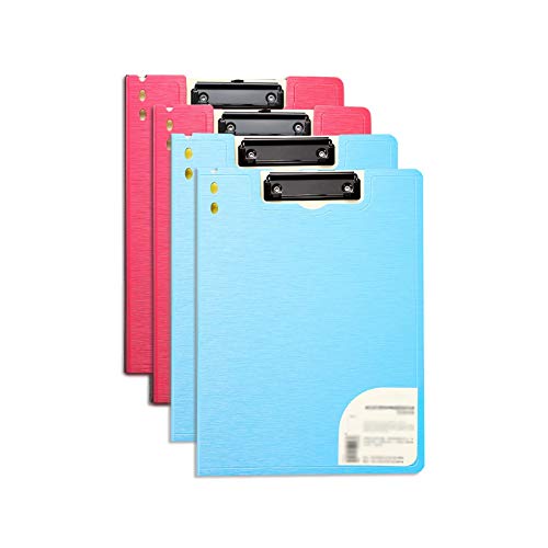 Faltbares Klemmbrett mit Tasche, Klemmbrett-Ordner, A4 und Letter-Größe, Metallclip, Präsentationsordner, 4er-Pack, mehrfarbig(Red+blue) von BYALORTEX