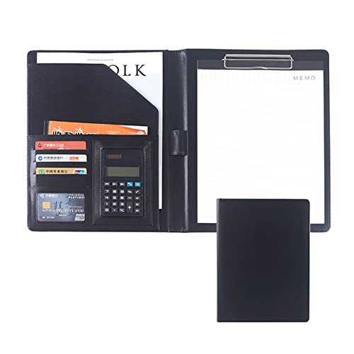 Faltbares Klemmbrett mit Tasche, Klemmbrettmappe A4 mit Fächern und nachfüllbarem Organizer-Portfolio in Mehrfarbig(Black-8digit Calculator) von BYALORTEX