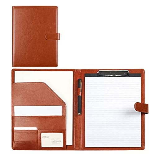 Faltbares Klemmbrett mit Tasche, Konferenz-Klemmbrettmappe aus Leder for A4 und Notizblock mit Taschen, mehrfarbig(Brown) von BYALORTEX