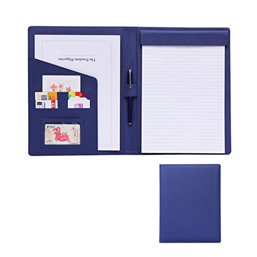 Faltbares Klemmbrett mit Tasche, Konferenz-Organizer aus Leder im A4-Format mit Klemmbrett und Notizblock, mehrfarbig(Blue) von BYALORTEX