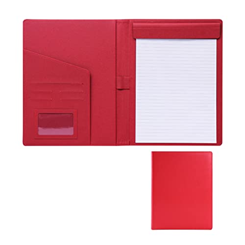 Faltbares Klemmbrett mit Tasche, Konferenz-Organizer aus Leder im A4-Format mit Klemmbrett und Notizblock, mehrfarbig(Red) von BYALORTEX