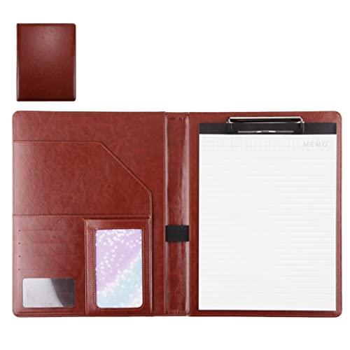 Faltbares Klemmbrett mit Tasche, Konferenzordner aus Leder im A4-Format mit Klemmbrett und mehreren Taschen, mehrfarbig(Brown-no Calculator) von BYALORTEX